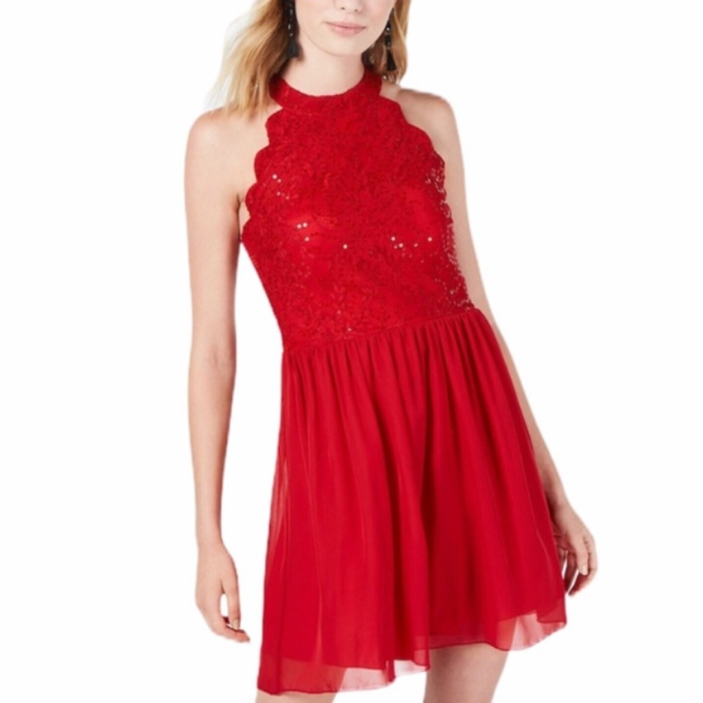 Speechless Junior's Lace Halter A-Line Dress Sz 9